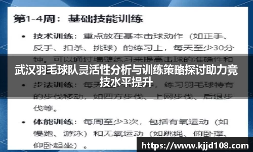 武汉羽毛球队灵活性分析与训练策略探讨助力竞技水平提升